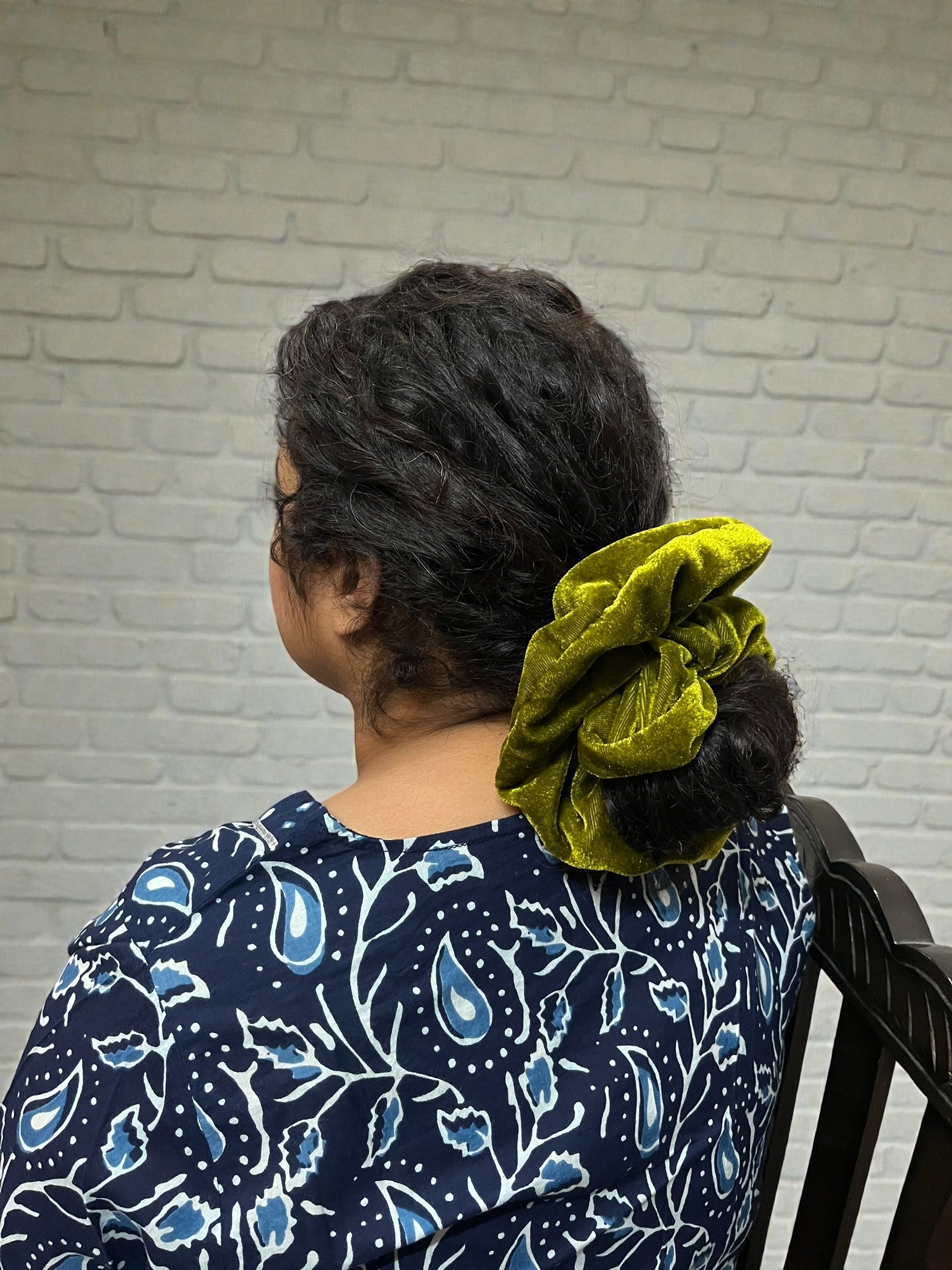 Olive Moss Velvet Scrunchie