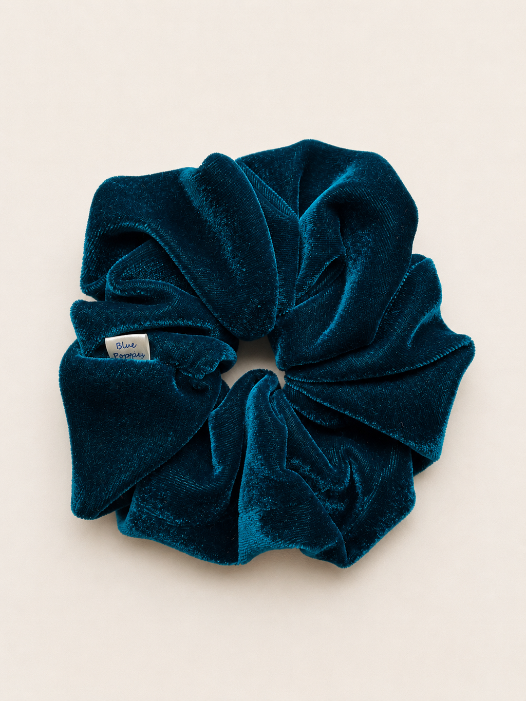 Deep teal velvet scrunchie by Blue Poppies