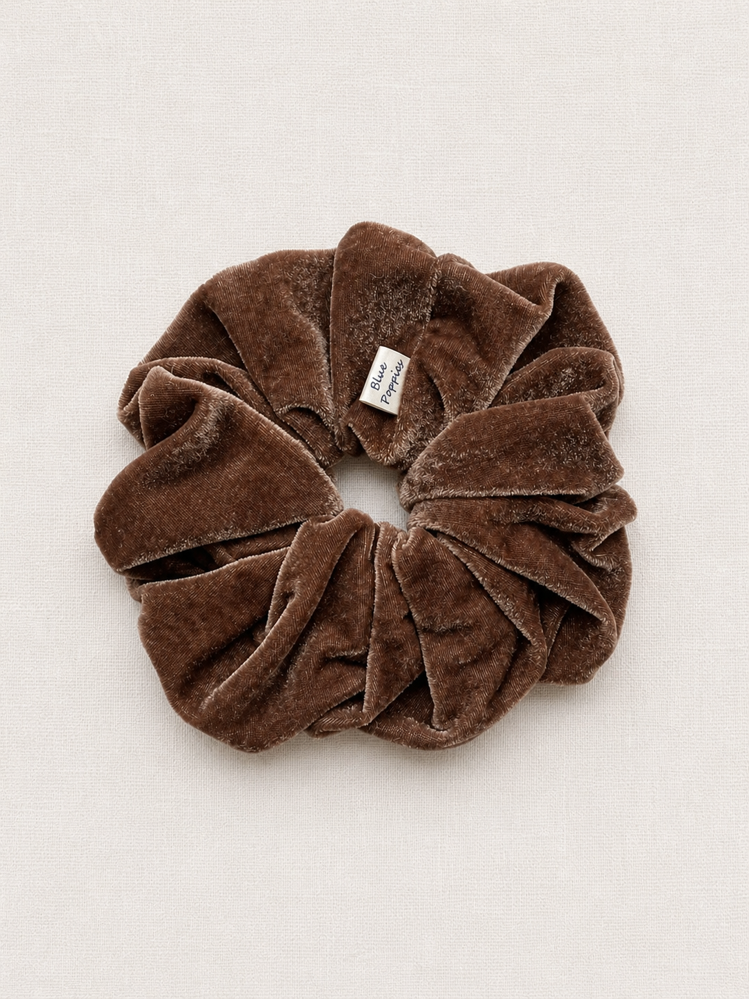 Mocha velvet scrunchie by Blue Poppies