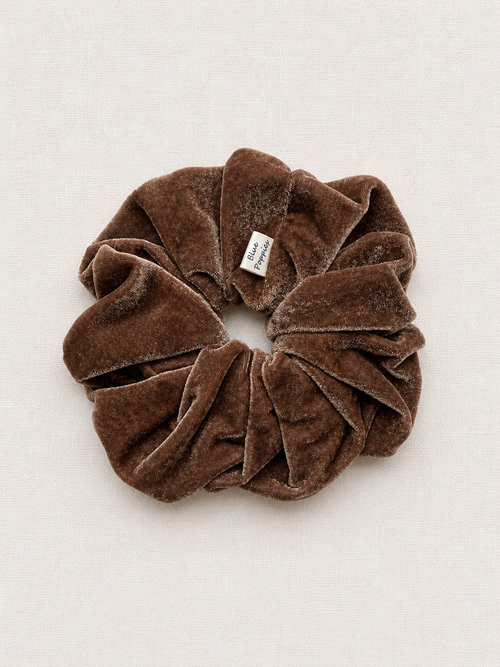 Mocha velvet scrunchie by Blue Poppies