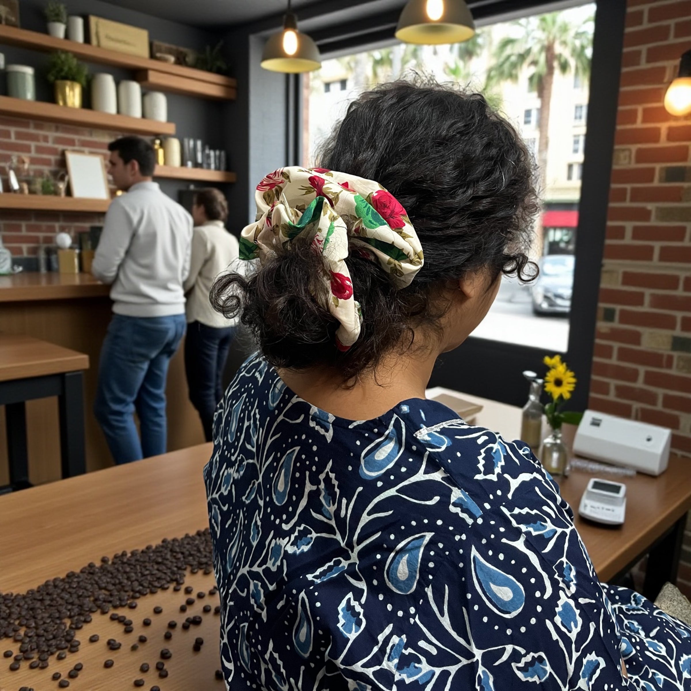 Vintage Bloom Satin Scrunchie