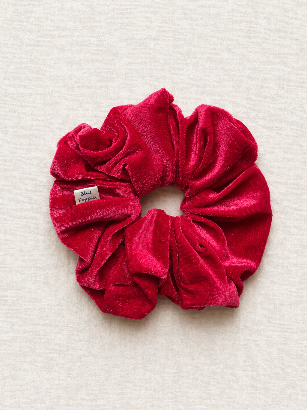 Raspberry velvet scrunchie by Blue Poppies